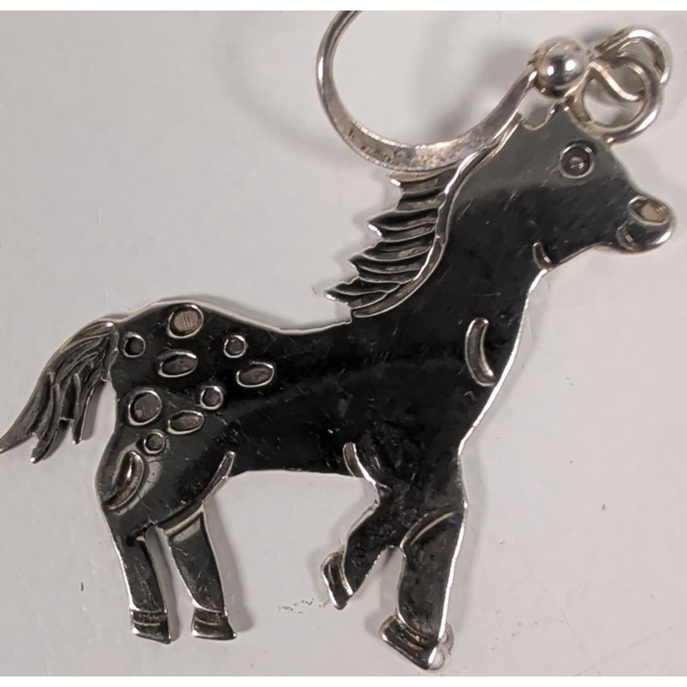 Vintage D Sterling Silver Equestrian Western Horse Earrings